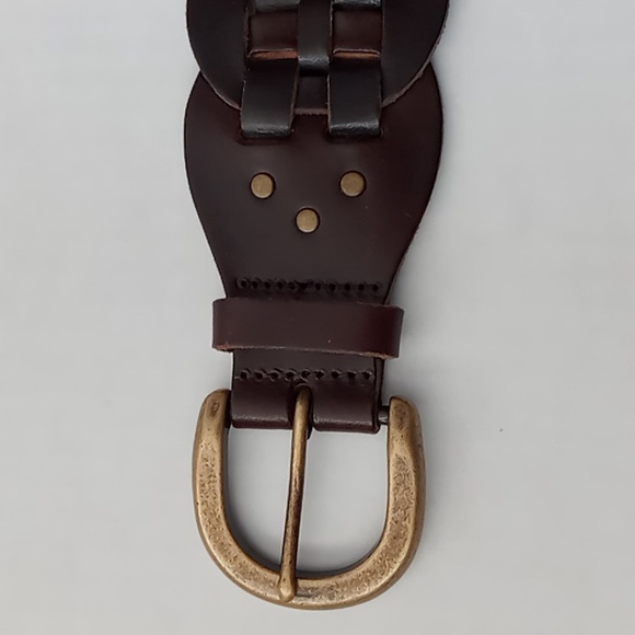 Gap Women's Braided Leather Belt Brown Size Medium Brass Buckle - Picture 4 of 16